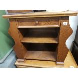 Oak one drawer occaisonal table with magazine rack to each end 71cm W x 67cm H