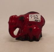 Royal Doulton Flambe Elephant and Young HN3548