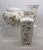Wedgwood Wild Strawberry pattern items to include large ginger jar, vase and a Findlater's whisky