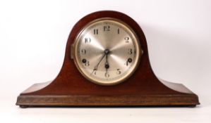 Art Deco wooden mantle clock. Length 43cm, height 23cm ( no key )