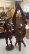 Two carved African Figures, height of tallest 83cm