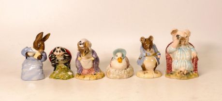 Royal Albert Beatrix Potter figures to include Jemima puddle duck made a feather nest, Lady Mouse