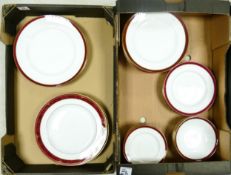 A collection of Spode dinner ware to include 4 Bordeaux dinner plates. Consul crimson dinner