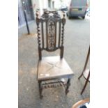 19th Century Carved Dining Chair with turned legs