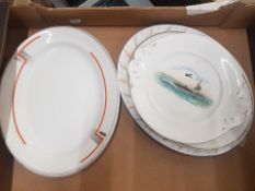 Four Shelley oval platters and 1 round bread & butter plate. Patterns 13090, 12292, 2 x 12316 ( 1