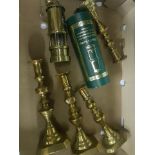 A Collection of Brassware to include Two Pairs of Brass Candlestick together with a Souvenir Brass