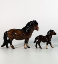 Beswick Shetland Pony 1648 & Foal 1034(2)