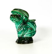 Beswick rare green glazed model of a dog with cap and golf bag model 624, height 10cm
