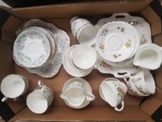 21 Piece Coalport Tea Set together with 21 Piece Grafton floral tea set (1 tray)