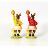 Two Royal Doulton Bunnykins Cheerleaders figures:References DB142 and DB143 both UKI limited edition