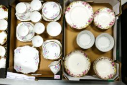 Floral decorated Bell China part tea set together with Royal Doulton English Rose Patterned plates &