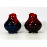 Two Flambe veined vases 1605. height 11cm