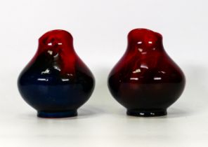 Two Flambe veined vases 1605. height 11cm