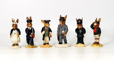 Royal Doulton Bunnykins to include Policeman DB64, Be prepared DB56, Businessman DB203, School