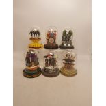 Six Franklin Mint Decorative Beatles Figures in glass domes 'Beatles '65', 'Abbey Road', 'Help!', '