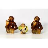 Two Beswick Monkey smoking a pipe 1049 together with a comical monkey band Saxophone player 1258 (3)