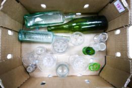 A collection of Victorian and later glassware to include cordial and wine glasses, eyebaths etc.