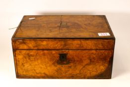 Victorian Walnut Writing Slope with inlaid Brass Decoration, some damage to inserts, length 34.5cm x