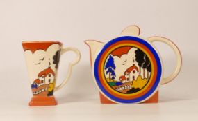 Chelsea Works Burlsem 'Huntley Cottage' pattern Teapot and decorative jug
