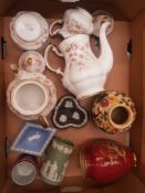 A mixed collection of ceramic items to include 4 piece paragon victoriana rose tea service, Wedgwood