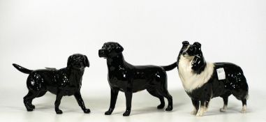 Beswick Labrador D145 & 1548 together with Collie 1791(overpainted)(3)