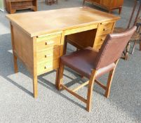 Mid Century Oak Simpoles Desk & similar Chair, length 122cm, depth 62cm & height 76cm