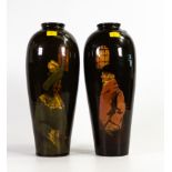 A pair of S.F & Co Royal Guelph vases in the Kingsware style. Height 26cm