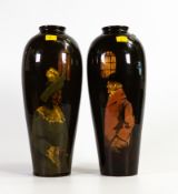 A pair of S.F & Co Royal Guelph vases in the Kingsware style. Height 26cm