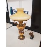 Brass Oil Lamp converted to electric complete with chimney and shade