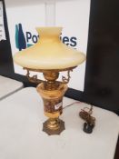 Brass Oil Lamp converted to electric complete with chimney and shade