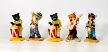 Beswick Cat Chorus Figures Trad Jazz Tom CC5, Calypso Kitten CC2 x 2, One CoolCat CC3, Feline