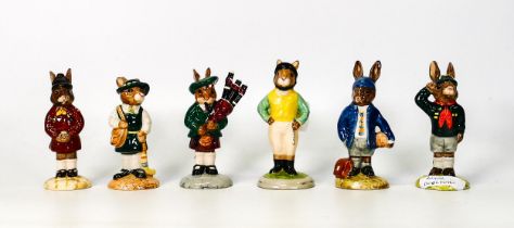 Royal Doulton Bunnykins to include Piper DB191, Jockey DB189, Schooldays DB57, Schoolboy DB66, Be