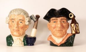 Royal Doulton Large Character Jugs Night Watchman D6569 & Apothecary D6567(2)