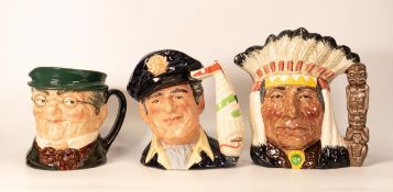 Royal Doulton Large Character Jugs Mr Pickwick, North American Indian D6611 & Yachtsman D6820(3)