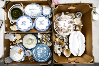 Three Trays of mixed ceramics to include tureens, mugs figures etc.