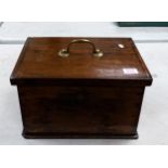 Wooden Storage Box with brass handle, length 36cm, depth 27cm & height 22cm