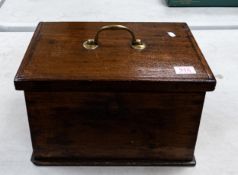 Wooden Storage Box with brass handle, length 36cm, depth 27cm & height 22cm