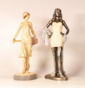 Two Resin Art Deco Lady Figures, tallest 30cm(2)