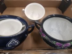 Four Shelley chamber pots patterns 8433, 8296 and two plain white