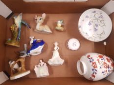 A mixed collection of ceramic items to include Wade blow up Bambi figure, spode bowl and ginger jar,