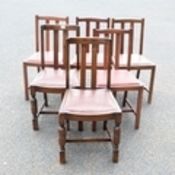 Two Edwardian Carved Oak Dining Chairs & matching carver Together with Six Non Matching Oak Dining
