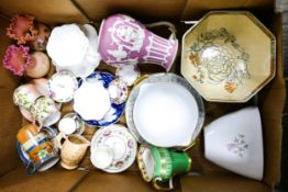 A mixed collection of items to include 19th Century Embossed Jug, floral decorated cups & saucers,