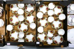 A collection of Twelve Royal Albert Old Country Rose Patterned Trio's(2 trays)