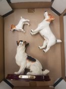 A group of 3 Jack Russell figures to include a resin Juliana Dog Figure on a plinth together with
