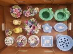 A mixed collection of ceramic items to include Wedgwood jasperware items,sylvac novelty items,