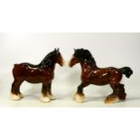 Beswick 818 & 975 Shire Horses(2)
