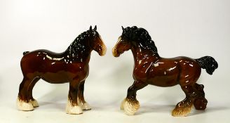Beswick 818 & 975 Shire Horses(2)