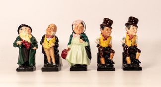 Royal Doulton Dickens figures Micawber, Tony Weller, Sam Weller, Sairey Gamp & Sam Weller (5)