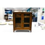 Early 20th Century Smoker Cabinet with glazed doors, height 39cm (with key)