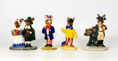 Royal Doulton Bunnykins to include Pilgrim DB212, Liberty bell Db257, Joker DB171 and Incle Sam DB50